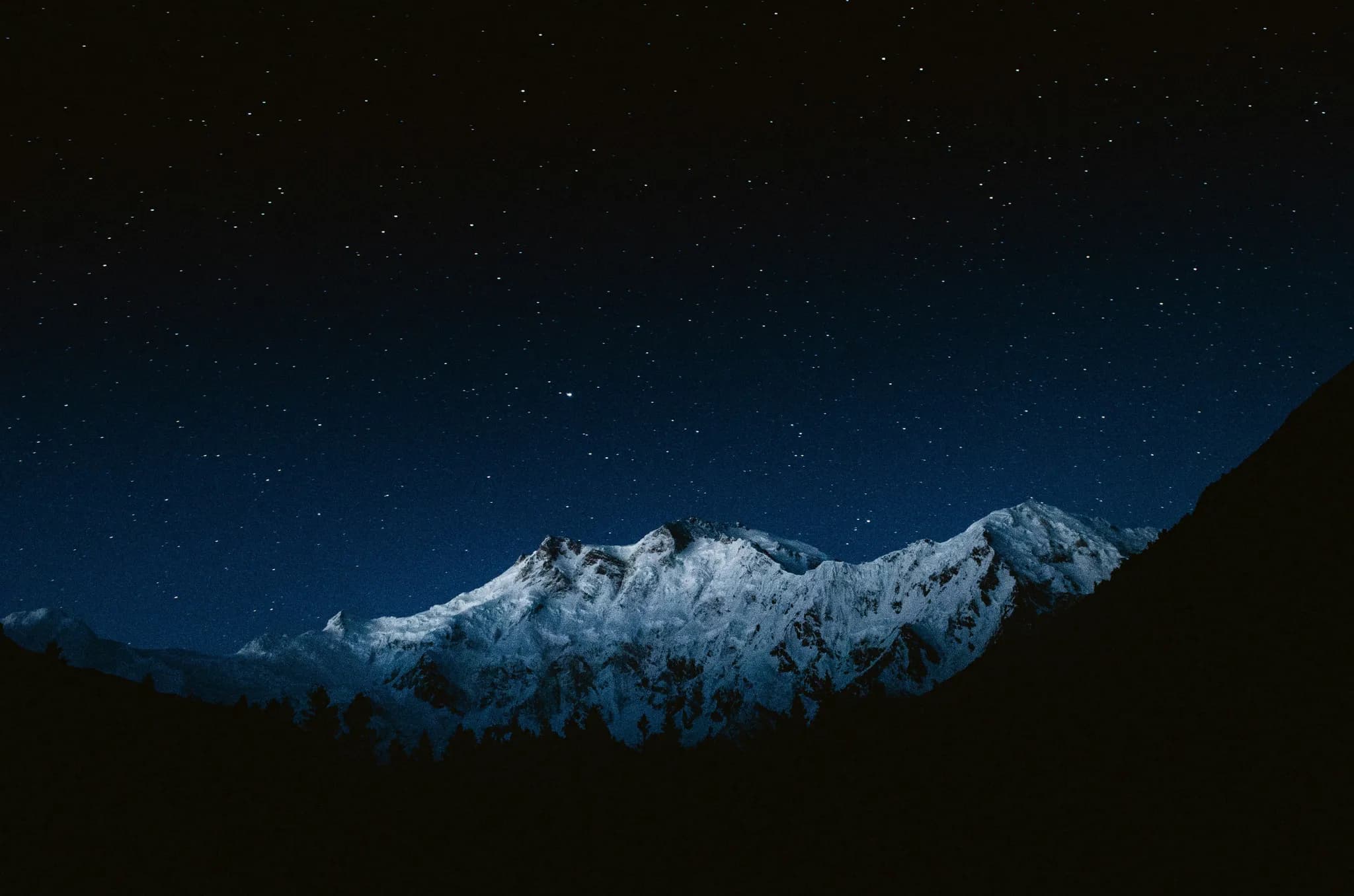 Mountain landscape at night